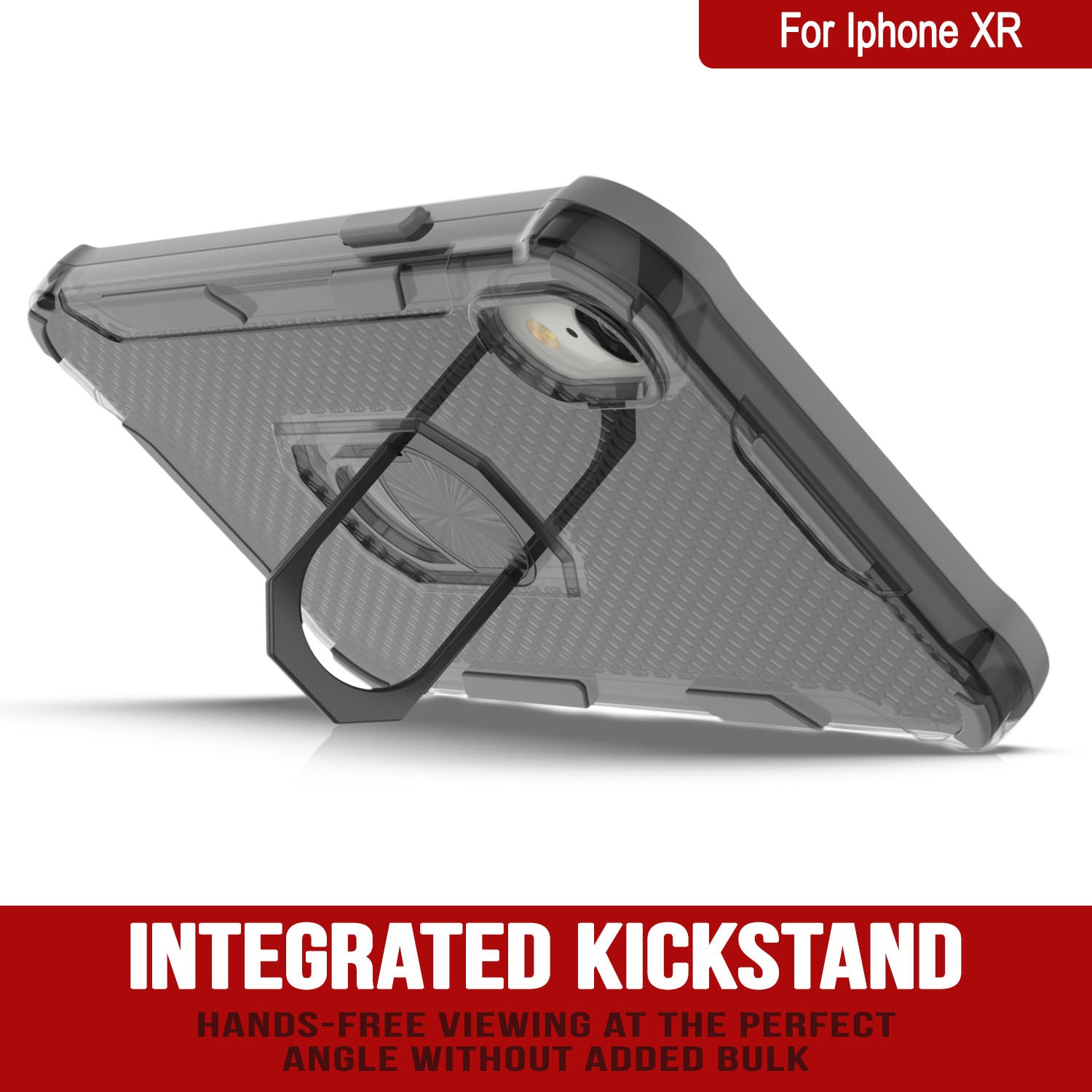 PunkCase for iPhone XR Case [Magnetix 2.0 Series] Clear Protective TPU Cover W/Kickstand [Grey]