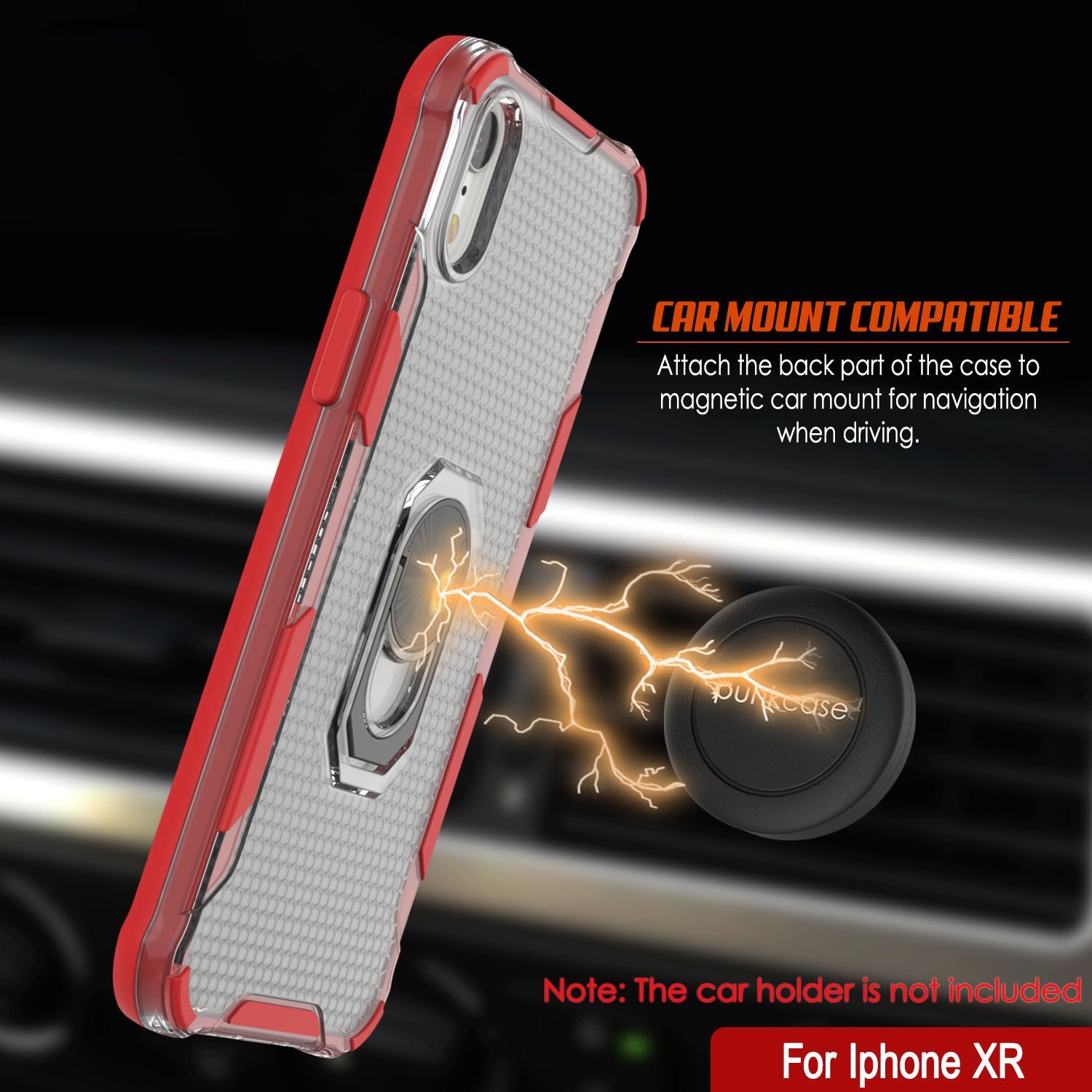 PunkCase for iPhone XR Case [Magnetix 2.0 Series] Clear Protective TPU Cover W/Kickstand [Red]