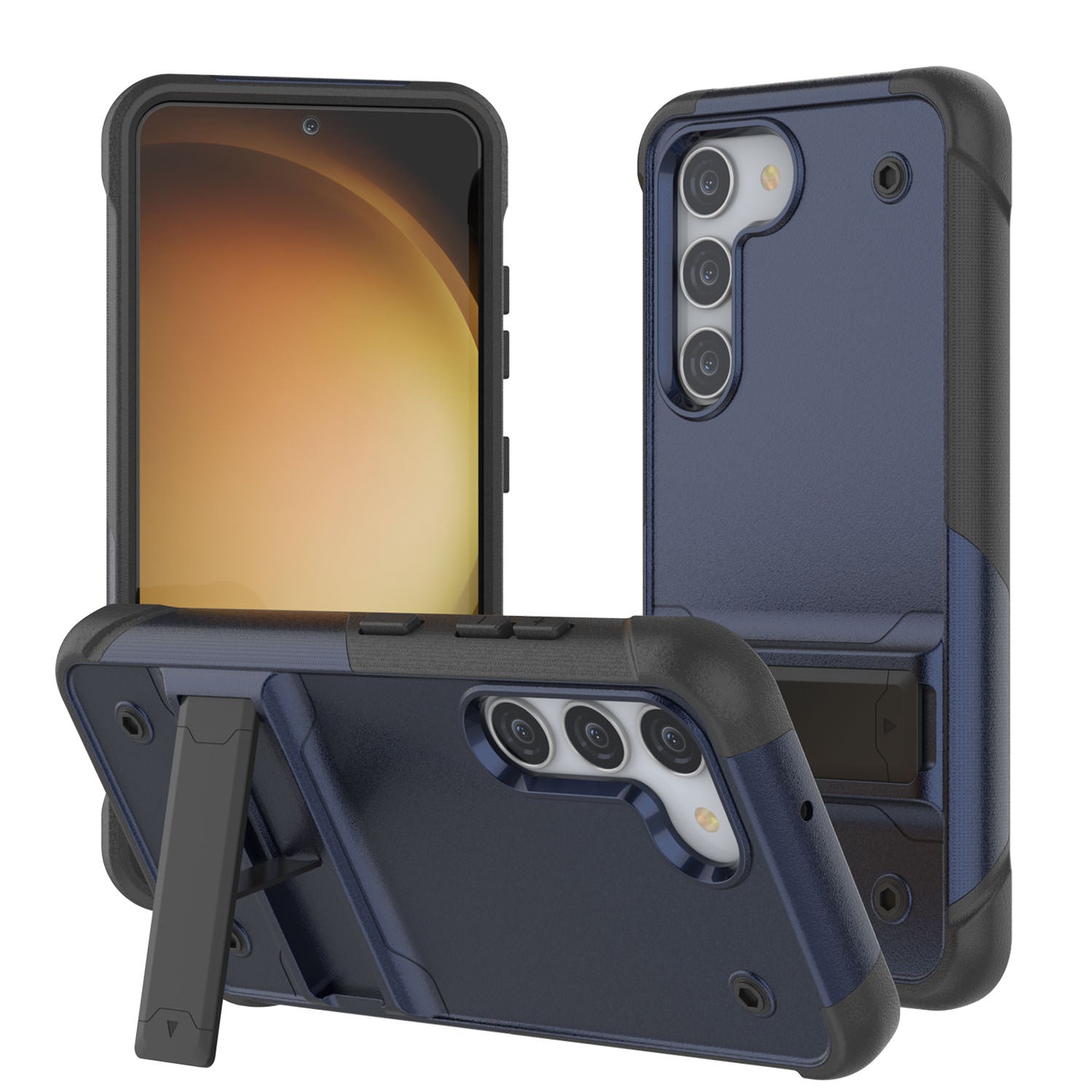 Punkcase Galaxy S23+ Plus Case [Reliance Series] Protective Hybrid Military Grade Cover W/Built-in Kickstand [Navy-Black]