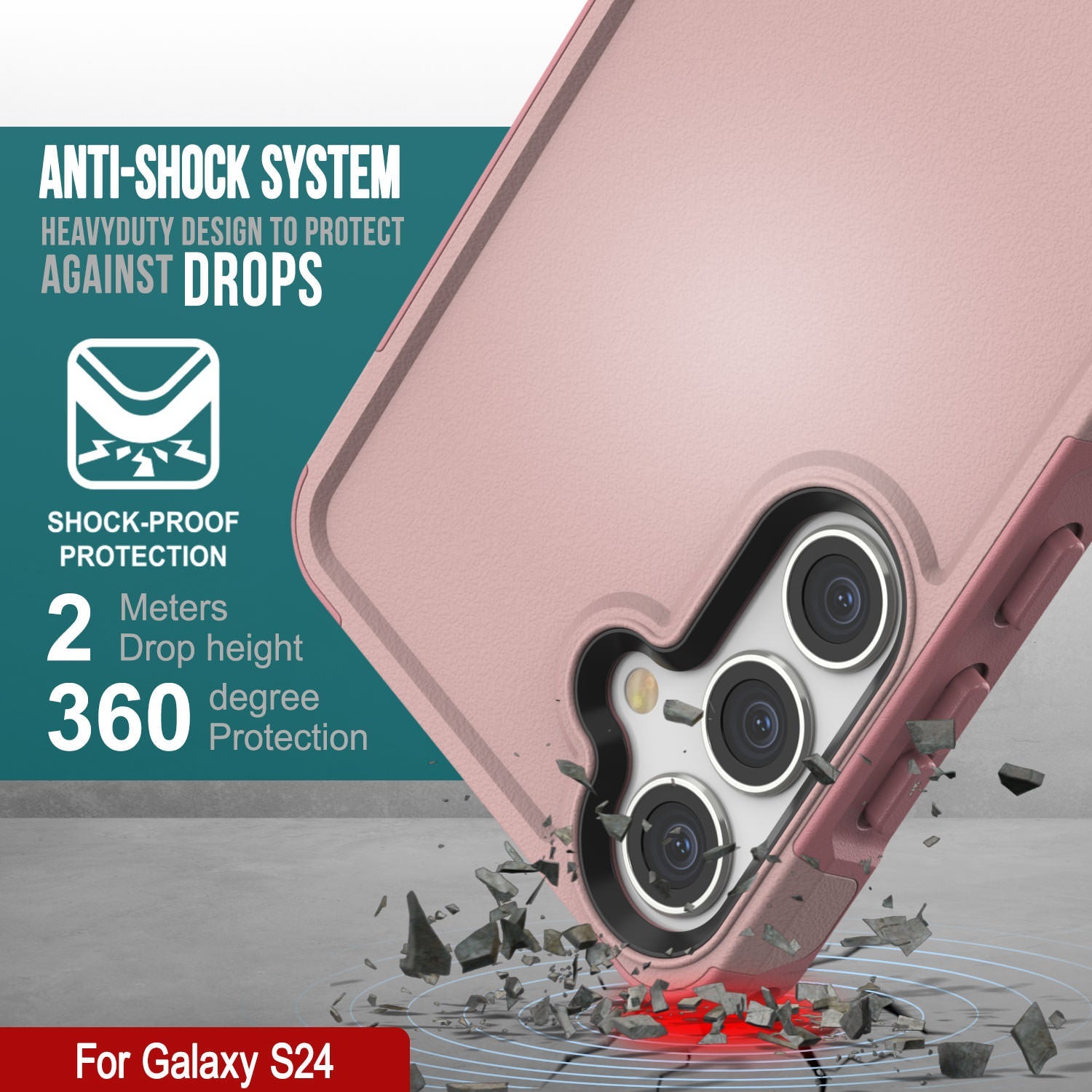 PunkCase Galaxy S24 Case, [Spartan 2.0 Series] Clear Rugged Heavy Duty Cover [Pink]