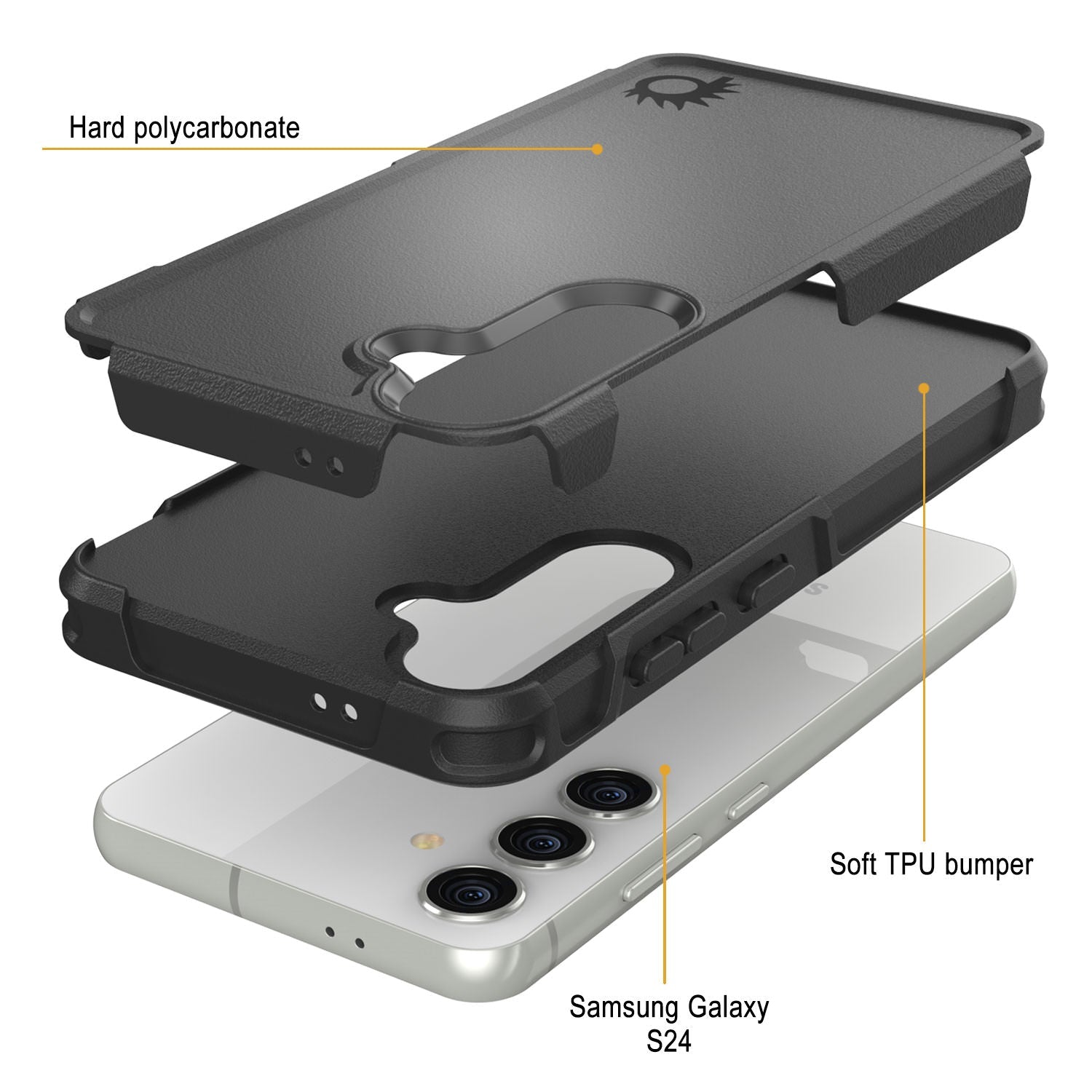 PunkCase Galaxy S24 Case, [Spartan 2.0 Series] Clear Rugged Heavy Duty Cover [Black]