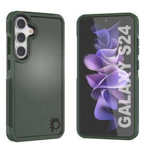 PunkCase Galaxy S24 Case, [Spartan 2.0 Series] Clear Rugged Heavy Duty Cover [Dark Green]