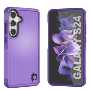 PunkCase Galaxy S24 Case, [Spartan 2.0 Series] Clear Rugged Heavy Duty Cover [Purple]