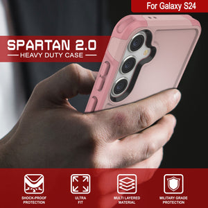 PunkCase Galaxy S24 Case, [Spartan 2.0 Series] Clear Rugged Heavy Duty Cover [Pink]