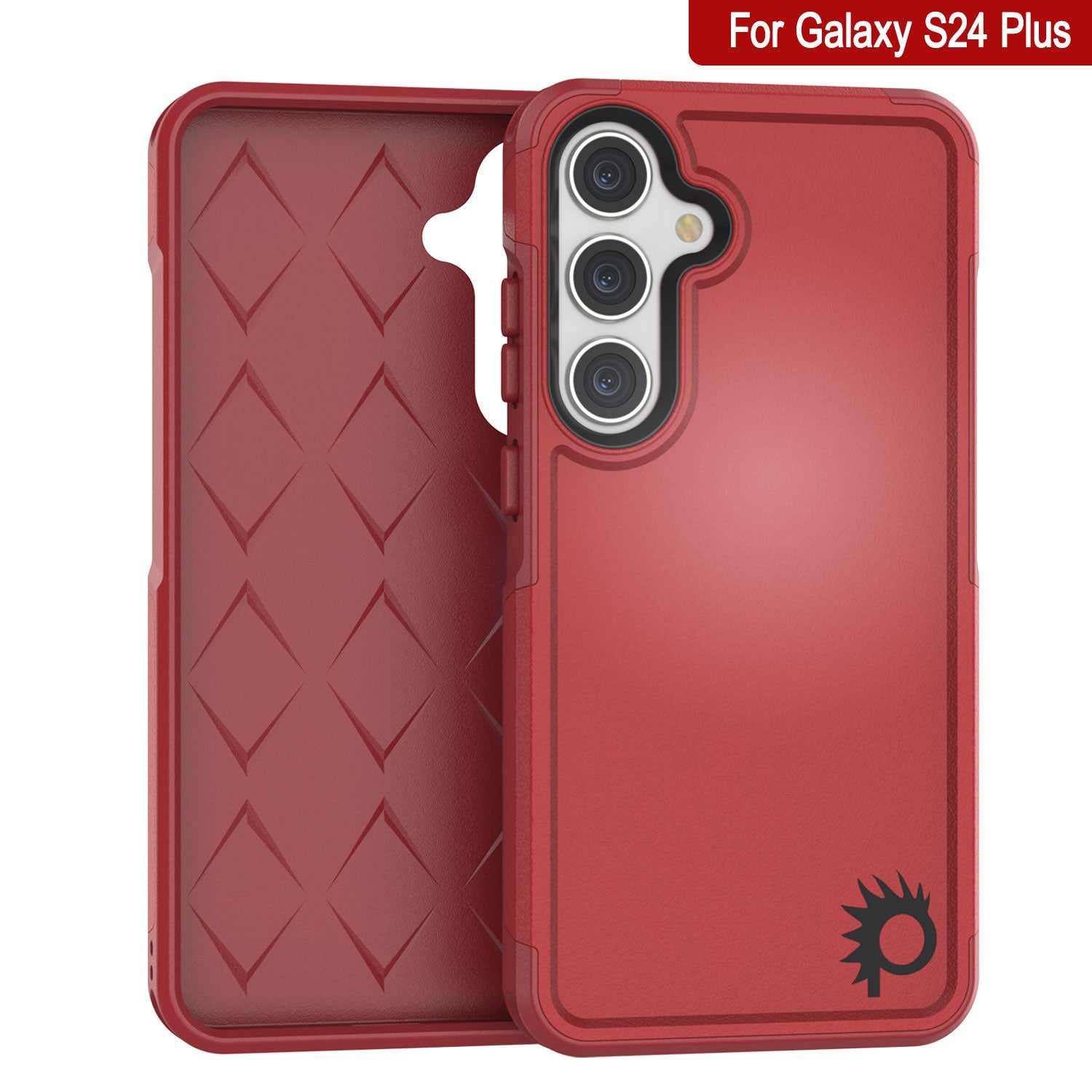 PunkCase Galaxy S24+ Plus Case, [Spartan 2.0 Series] Clear Rugged Heavy Duty Cover [Red]