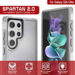 PunkCase Galaxy S24 Ultra Case, [Spartan 2.0 Series] Clear Rugged Heavy Duty Cover [White]