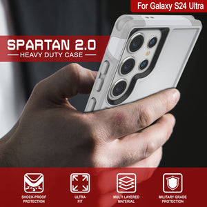 PunkCase Galaxy S24 Ultra Case, [Spartan 2.0 Series] Clear Rugged Heavy Duty Cover [White]