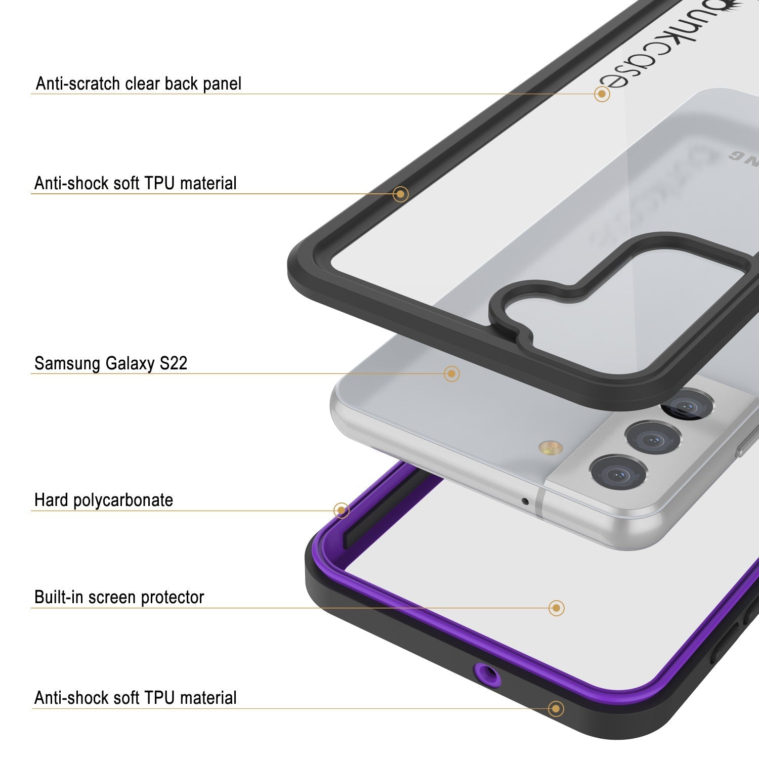 Galaxy S22 Water/ Shockproof [Extreme Series] Slim Screen Protector Case [Purple]