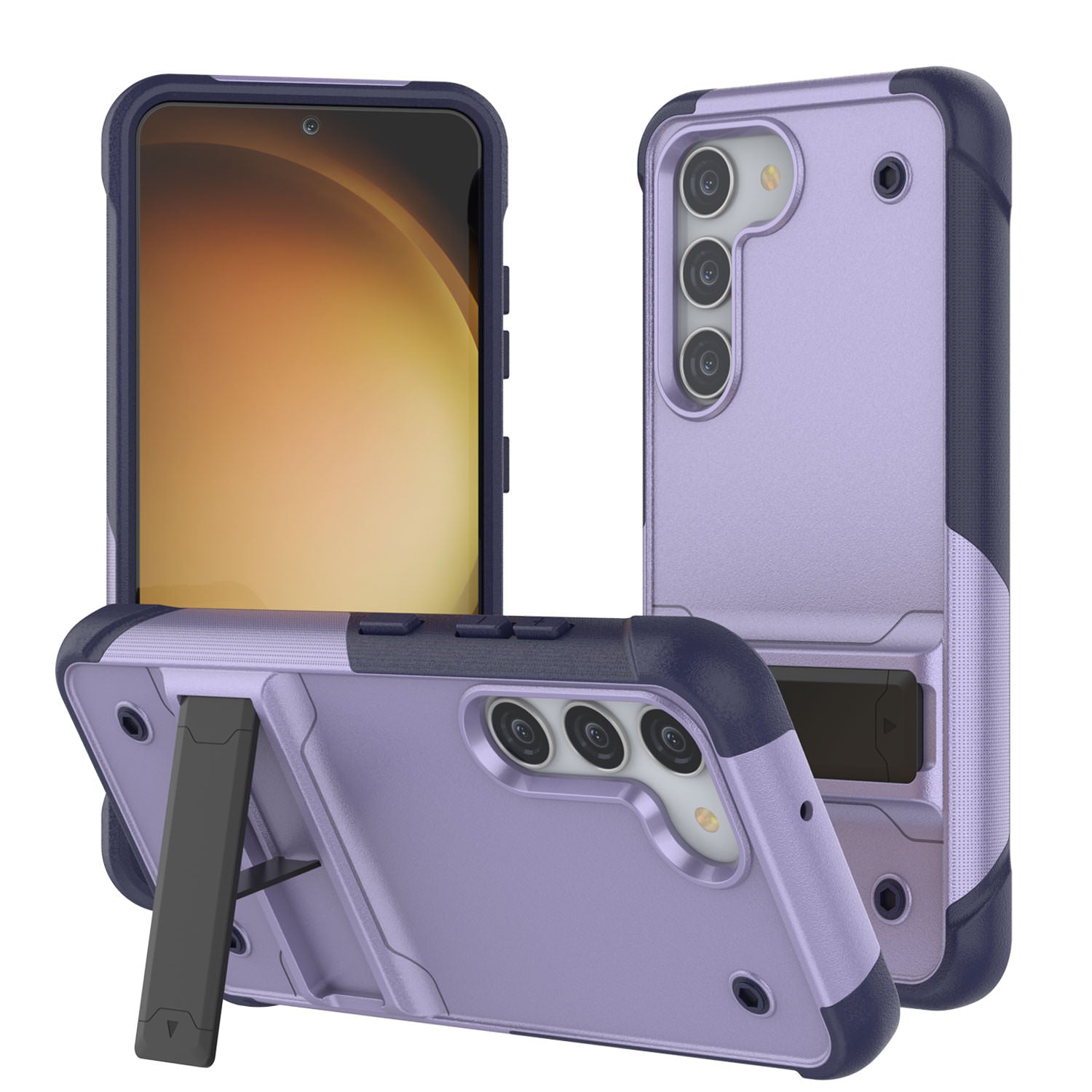 Punkcase Galaxy S23 Case [Reliance Series] Protective Hybrid Military Grade Cover W/Built-in Kickstand [Purple-Navy]