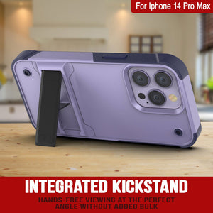 Punkcase iPhone 14 Pro Max Case [Reliance Series] Protective Hybrid Military Grade Cover W/Built-in Kickstand [Purple-Navy]