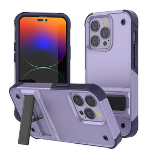 Punkcase iPhone 14 Pro Max Case [Reliance Series] Protective Hybrid Military Grade Cover W/Built-in Kickstand [Purple-Navy]