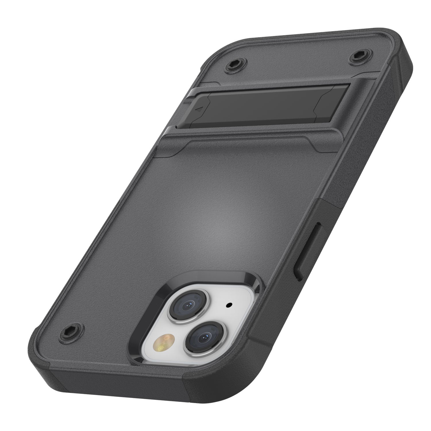 Punkcase iPhone 14 Case [Reliance Series] Protective Hybrid Military Grade Cover W/Built-in Kickstand [Grey-Black]