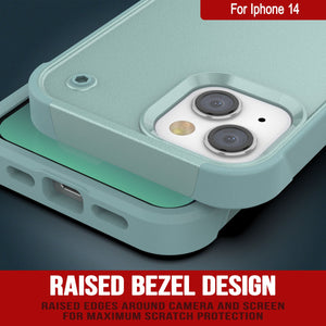 Punkcase iPhone 14 Case [Reliance Series] Protective Hybrid Military Grade Cover W/Built-in Kickstand [Green]