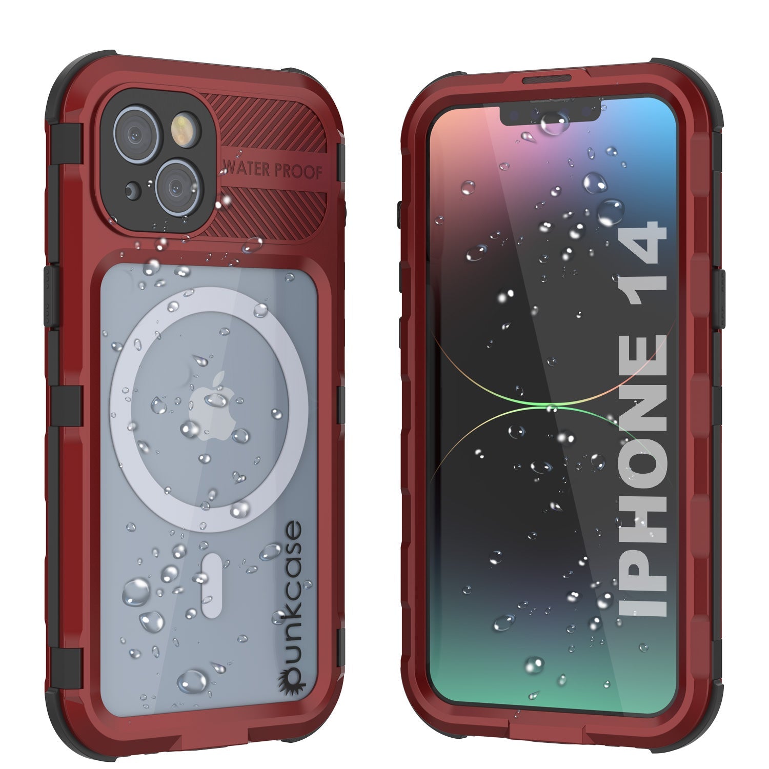 iPhone 14 Metal Extreme 2.0 Series Aluminum Waterproof Case IP68 W/Buillt in Screen Protector [Red-Black]