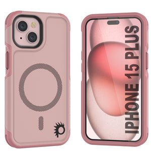 PunkCase iPhone 15 Plus Case, [Spartan 2.0 Series] Clear Rugged Heavy Duty Cover W/Built in Screen Protector [pink]