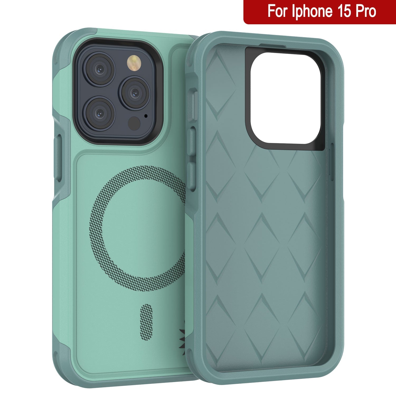 PunkCase iPhone 15 Pro Case, [Spartan 2.0 Series] Clear Rugged Heavy Duty Cover W/Built in Screen Protector [teal]