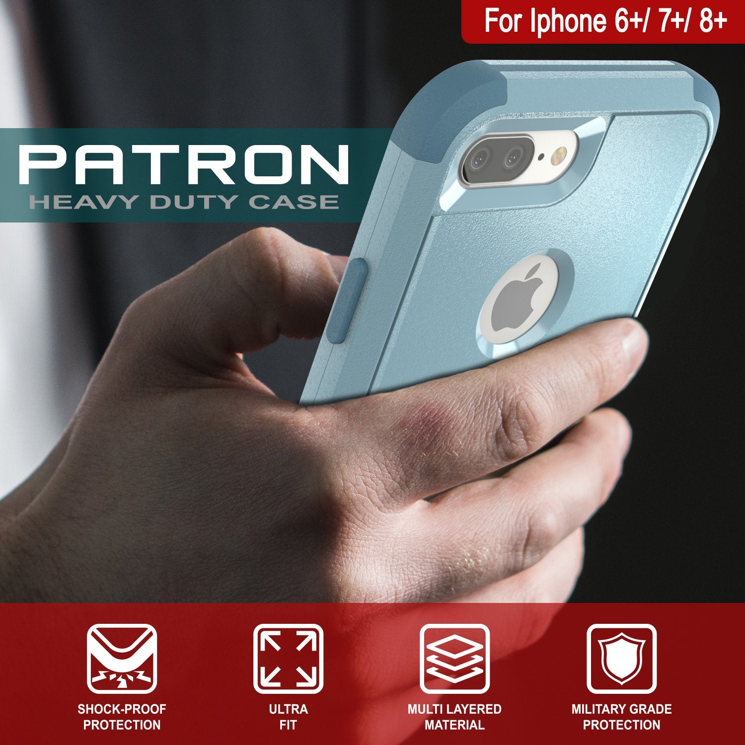 Punkcase for iPhone 8+ Plus Belt Clip Multilayer Holster Case [Patron Series] [Mint]