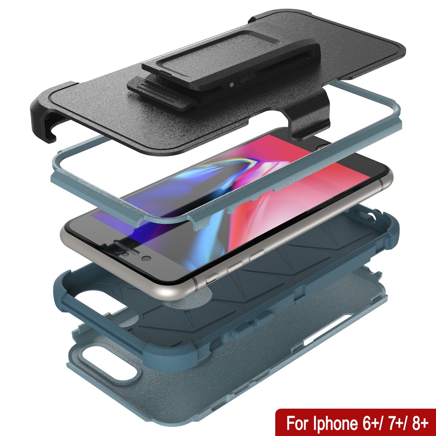 Punkcase for iPhone 8+ Plus Belt Clip Multilayer Holster Case [Patron Series] [Mint]