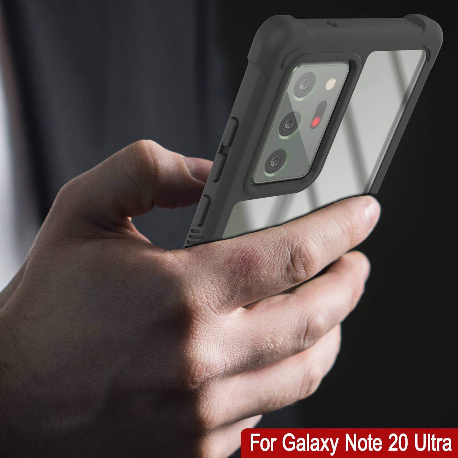 Punkcase Galaxy Note 20 Ultra Case, [Spartan Series] Red Rugged Heavy Duty Cover W/Built in Screen Protector