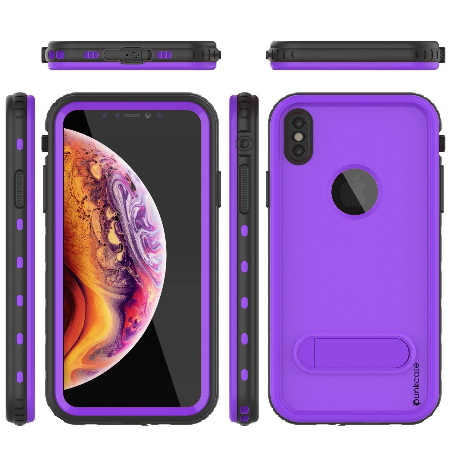 iPhone XS Max Waterproof Case, Punkcase [KickStud Series] Armor Cover [Purple]