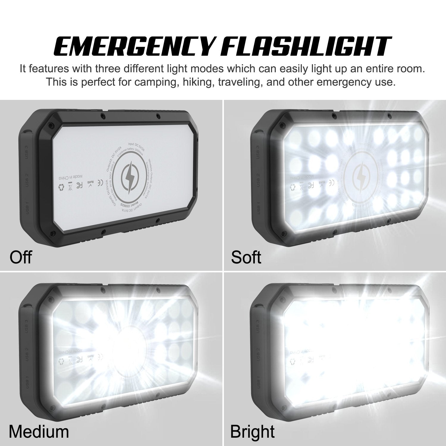 PunkCase Solar Wireless PowerBank 20000mah Battery Pack for iPhone X/XS/Max/XR / 11/10, iPad, Samsung Galaxy S10 / S9 and Many More [Black]