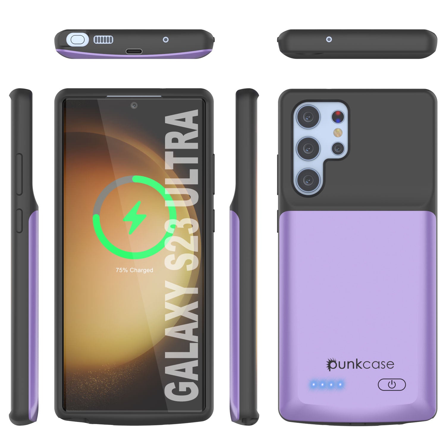 PunkJuice S23 Ultra Battery Case Purple - Portable Charging Power Juice Bank with 4800mAh